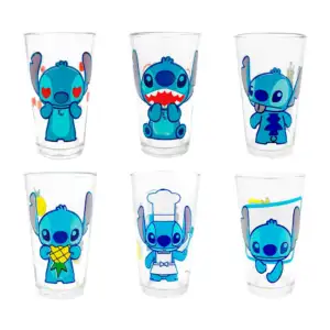 1pza vaso de cristal con estampado de stitch 480ml, variedad de diseñ…