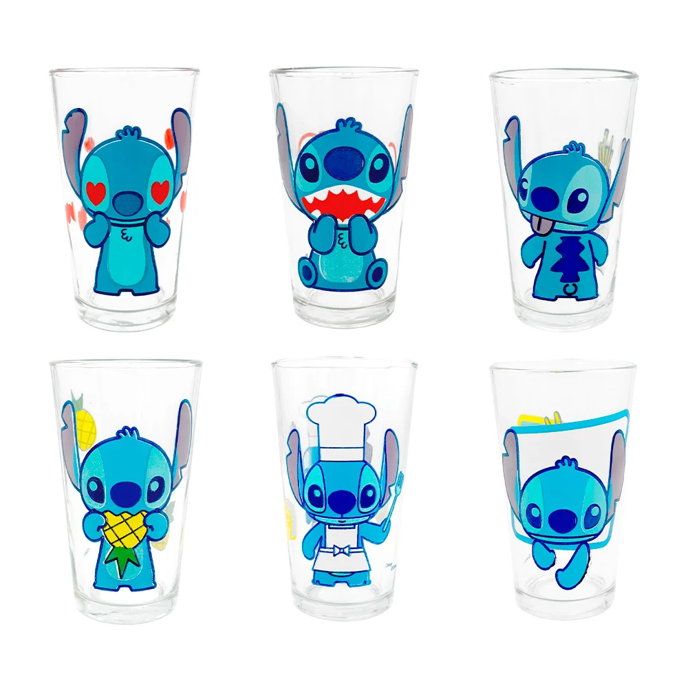 1pza vaso de cristal con estampado de stitch 480ml, variedad de diseñ…