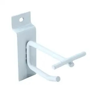 1pza Gancho de metal para panel ranurado en color blanco, 11.5cm / h1…