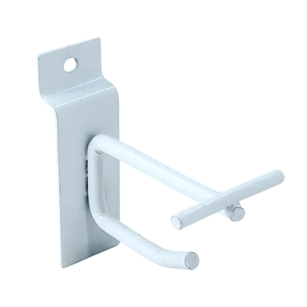 1pza Gancho de metal para panel ranurado en color blanco, 11.5cm / h1…
