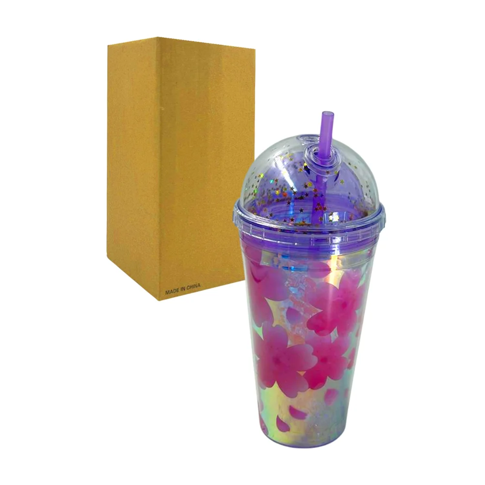 Vaso de acrílico con capacidad de 450ml, efecto tipo hielo y estampad…