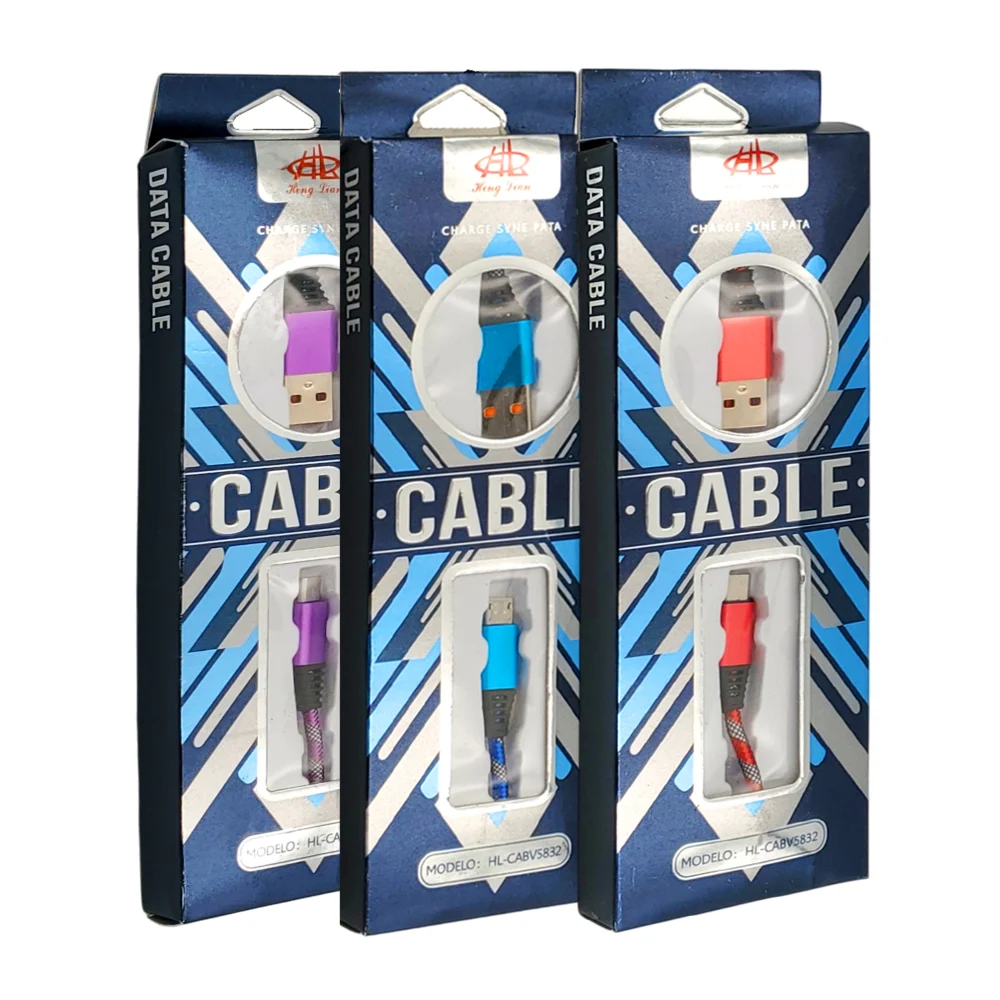 1pza Cable de carga y/o transferencia de datos mallado, bicolor, de e…