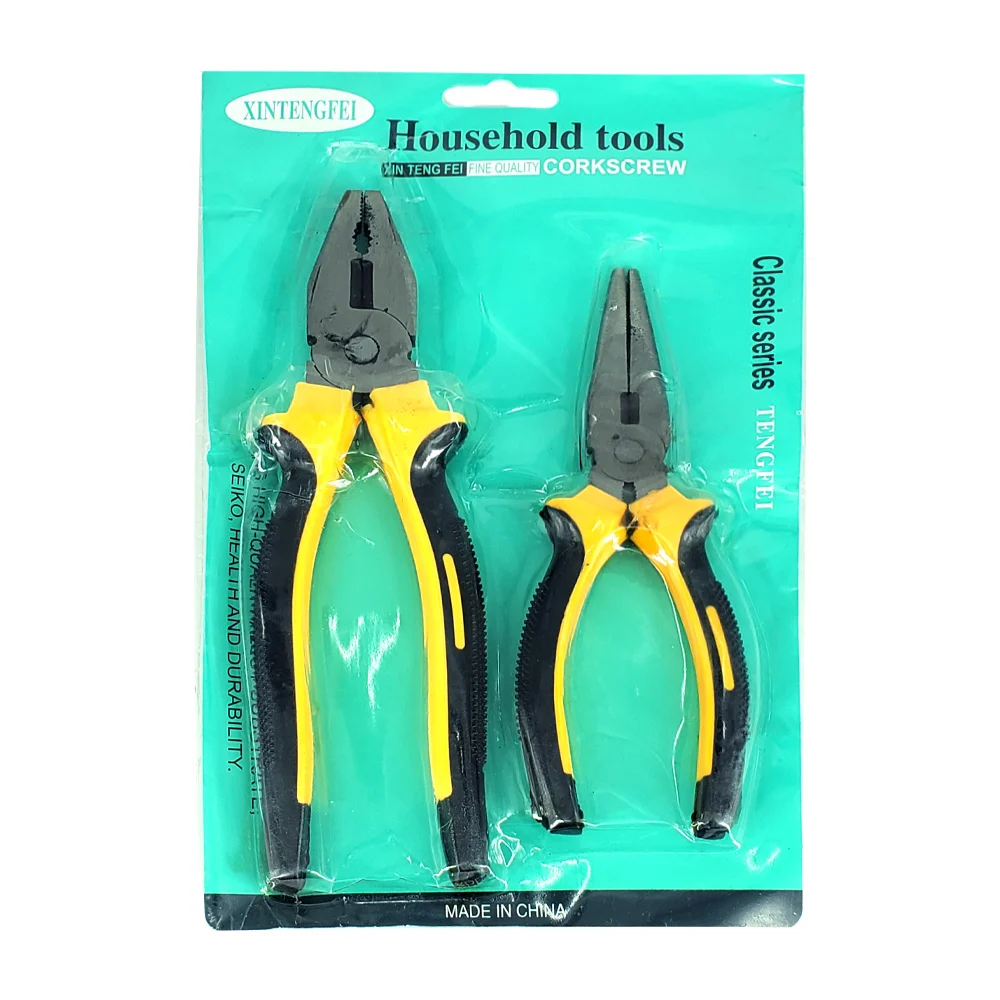 Blíster con pinza de electricista y pinza de punta larga para corte /…