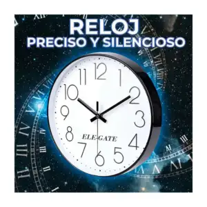 Reloj redondo de pared de cuarzo con mecanismo silencioso