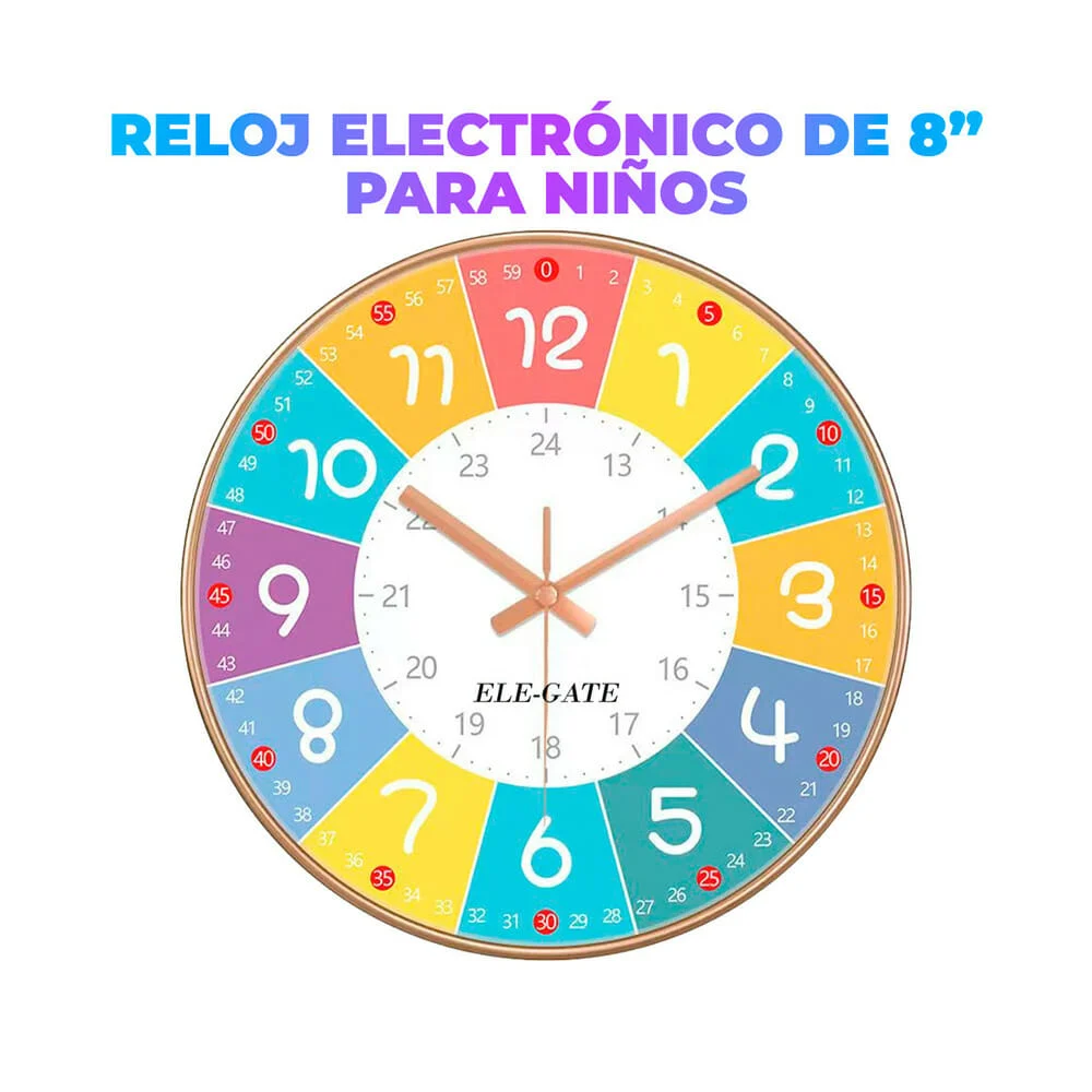 Reloj analógico colorido de pared con mecanismo silencioso 8