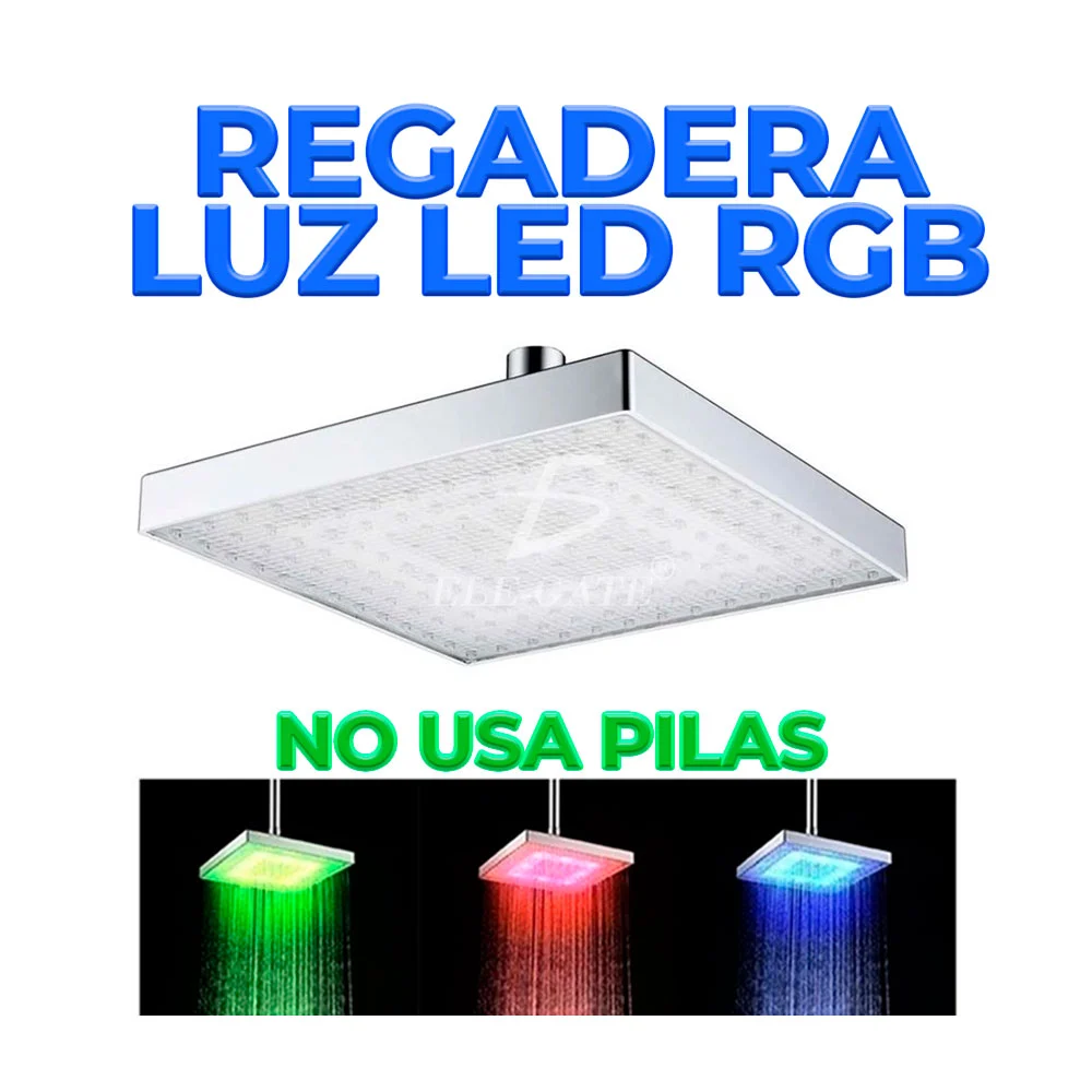 Cabezal de regadera en forma cuadrada con sensor de temperatura y luc…