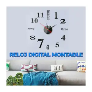 Reloj mediano de pared en 3d, sin marco, moderno, mecanismo silencioso