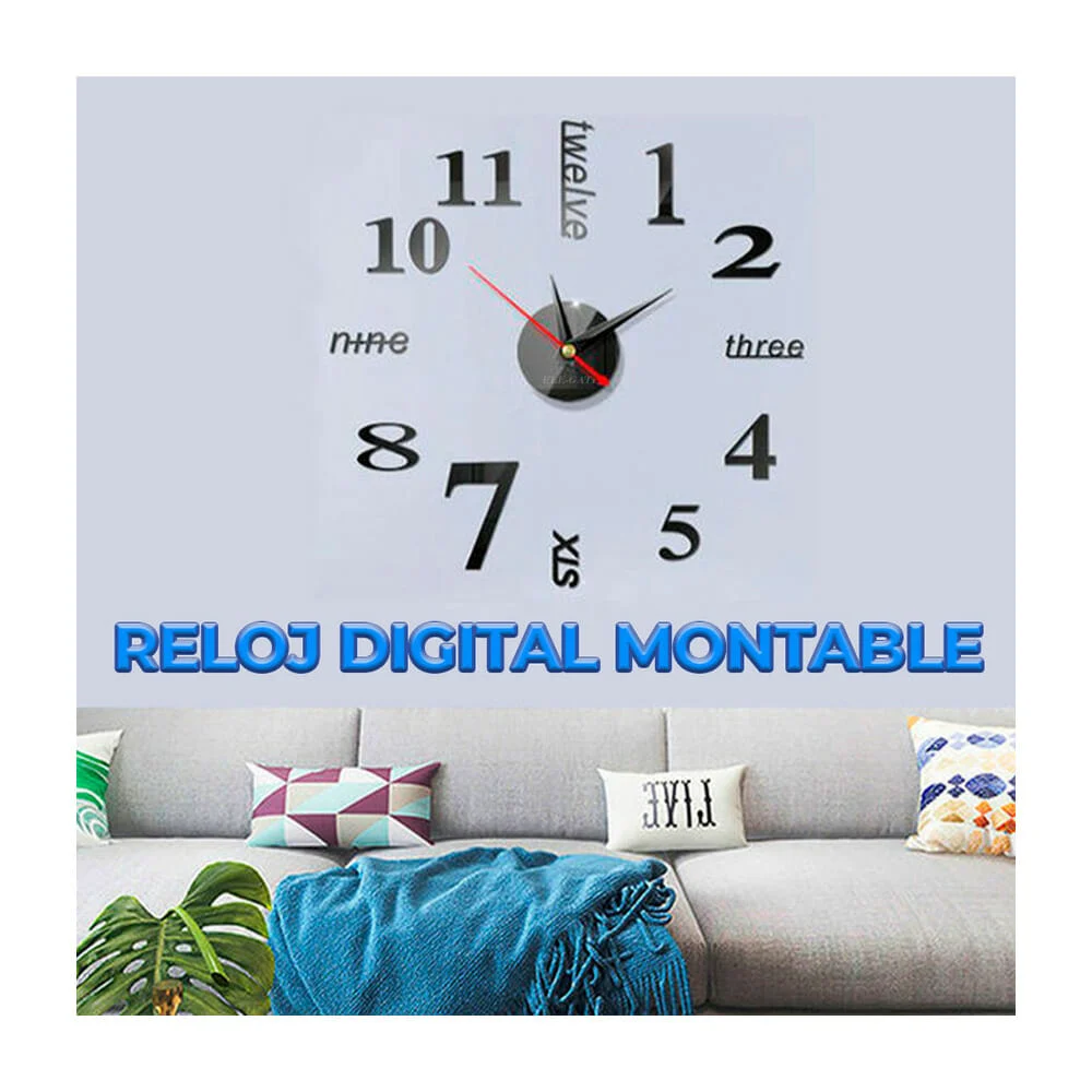 Reloj mediano de pared en 3d, sin marco, moderno, mecanismo silencioso