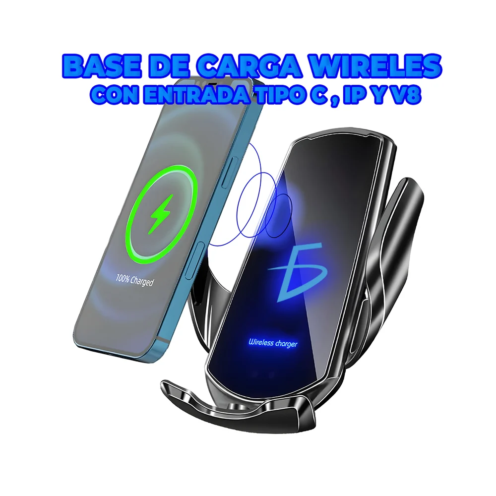 Cargador inalámbrico tipo soporte para auto de carga rápida 15 watts,…