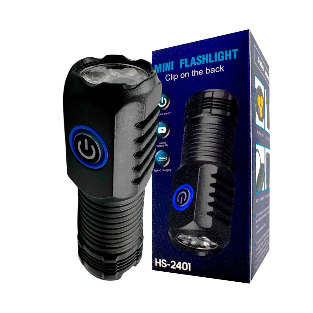 Linterna recargable con agarradera y 4 modos de iluminación / hs-2401