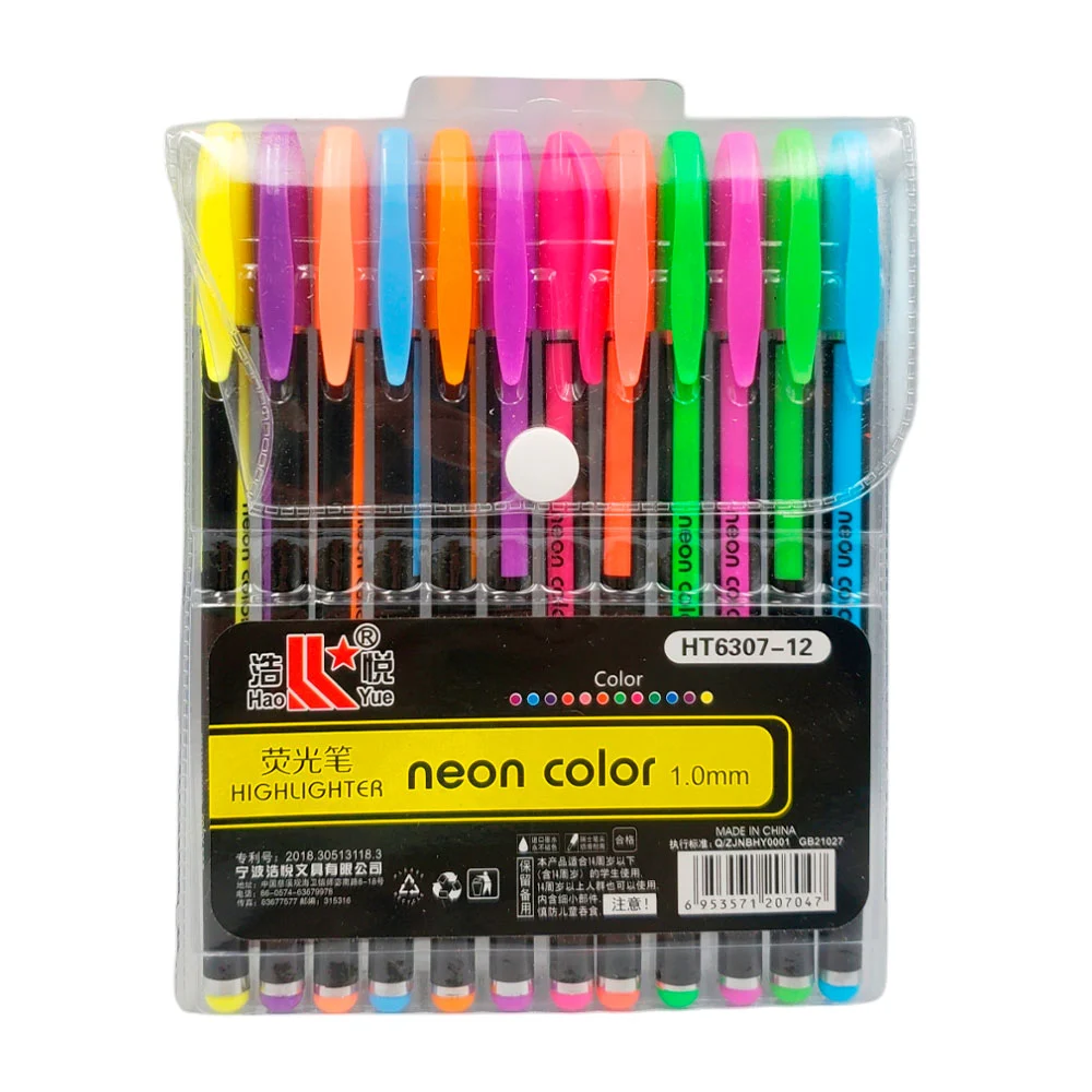 Paquete con 12 plumas de gel en tono neón con punta de 1.0mm / neon c…