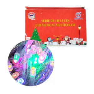 Serie musical de cable transparente de 7 metros con 140 luces navideñ…