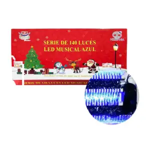Serie musical de cable azul de 7 metros con 140 luces navideñas en co…