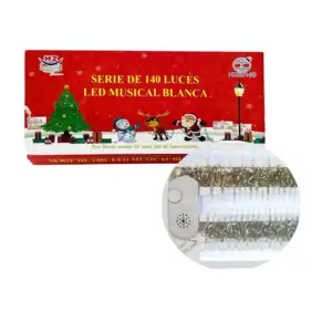 Serie musical de cable transparente de 7 metros con 140 luces navideñ…
