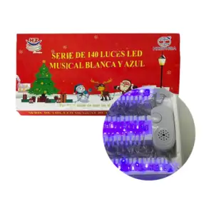 Serie musical de cable transparente de 7 metros con 140 luces navideñ…