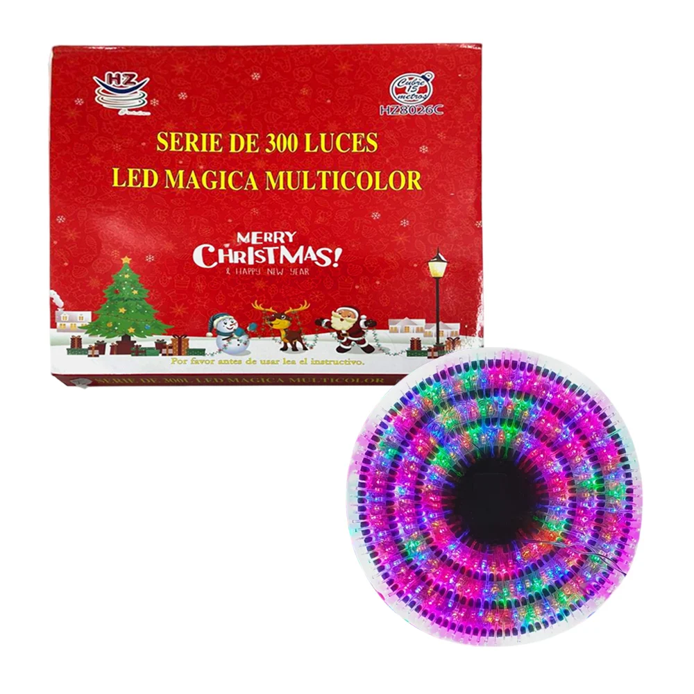 Serie de cable transparente de 15 metros con 300 luces navideñas en t…
