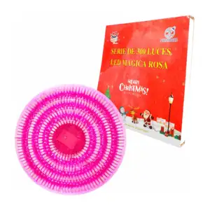 Serie de cable rosa de 15 metros con 300 luces navideñas en color ros…