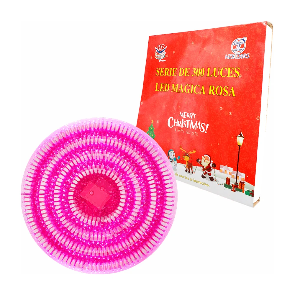 Serie de cable rosa de 15 metros con 300 luces navideñas en color ros…