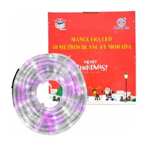 Manguera led de 10 metros en color blanca y morada para decoración na…