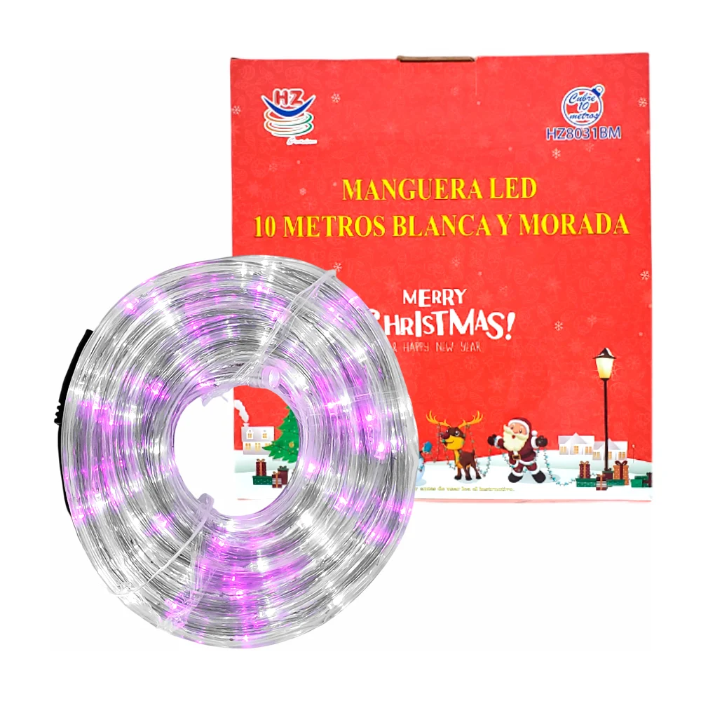 Manguera led de 10 metros en color blanca y morada para decoración na…