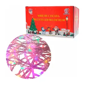 Serie cascada transparente de 14 metros con 700 luces navideñas en to…