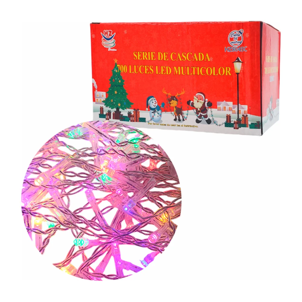 Serie cascada transparente de 14 metros con 700 luces navideñas en to…