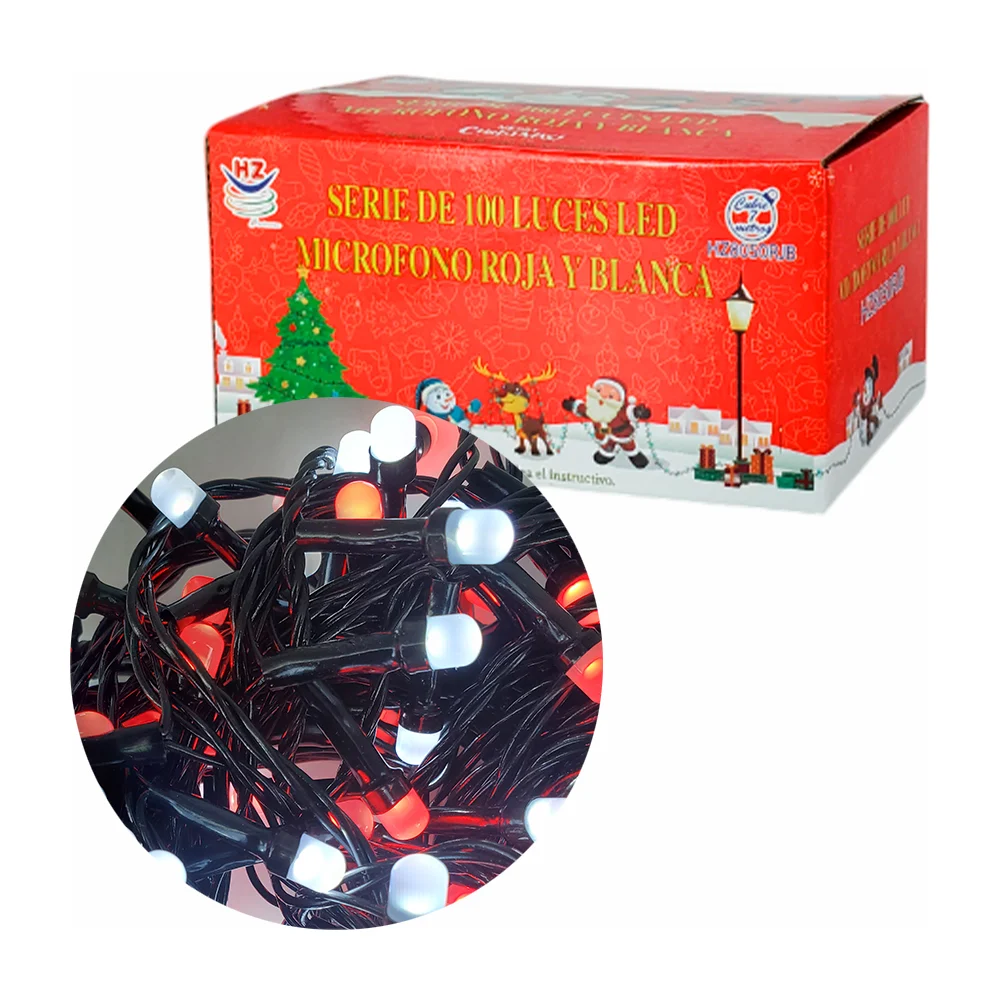 Serie de cable negro de 7 metros con 100 luces navideñas con diseño d…