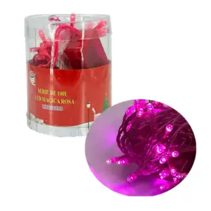Serie de cable rosa de 7 metros con 100 luces navideñas en color rosa…