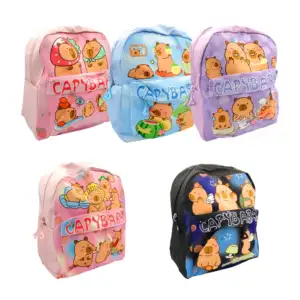 Mochila infantil con 2 compartimentos y estampado de capibara, varied…