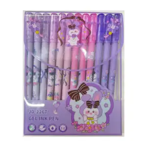 Paquete de 12 plumas borrables gel ink pen con diseño de conejito moñ…