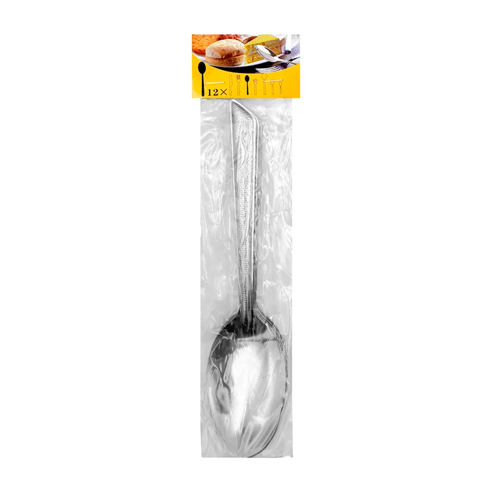 Paquete con 12 cucharas soperas metálicas con diseño de flor alcatraz…