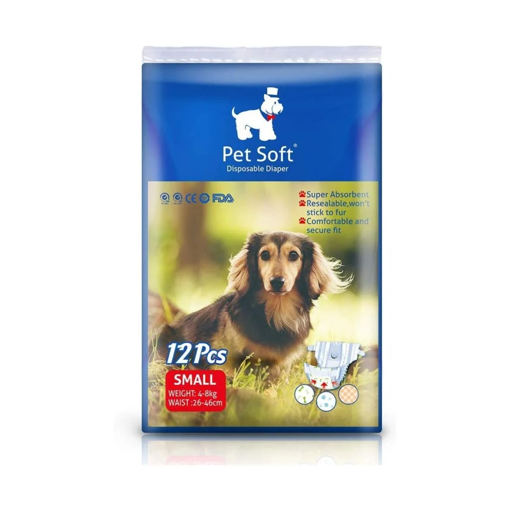 Paquete de 12 pañales desechables para mascotas pet soft tamaño chico…