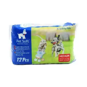 Paquete de 12 pañales desechables para mascotas pet soft tamaño media…