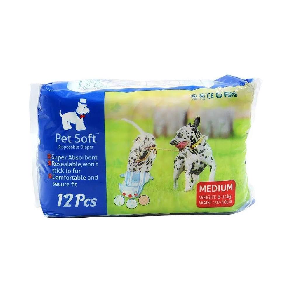 Paquete de 12 pañales desechables para mascotas pet soft tamaño media…