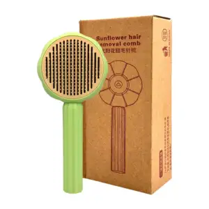 Cepillo para mascotas en forma de flor, con botón para remover exceso…