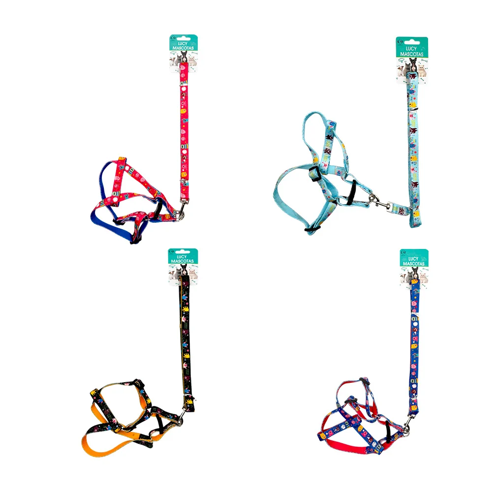 Set de correa y arnés ajustable, 1.5cm de grosor con estampado de ani…