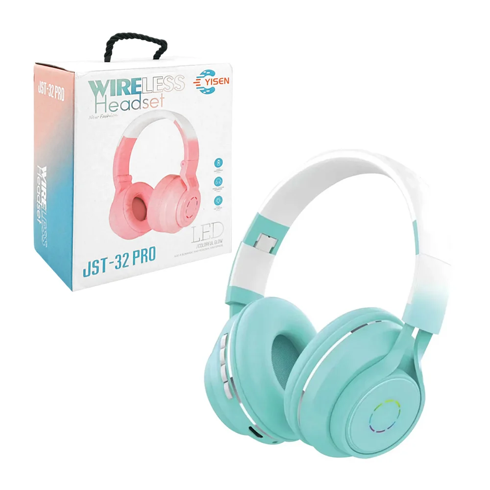 Audifonos inalámbricos plegables con efecto degradado, luz rgb, almoh…