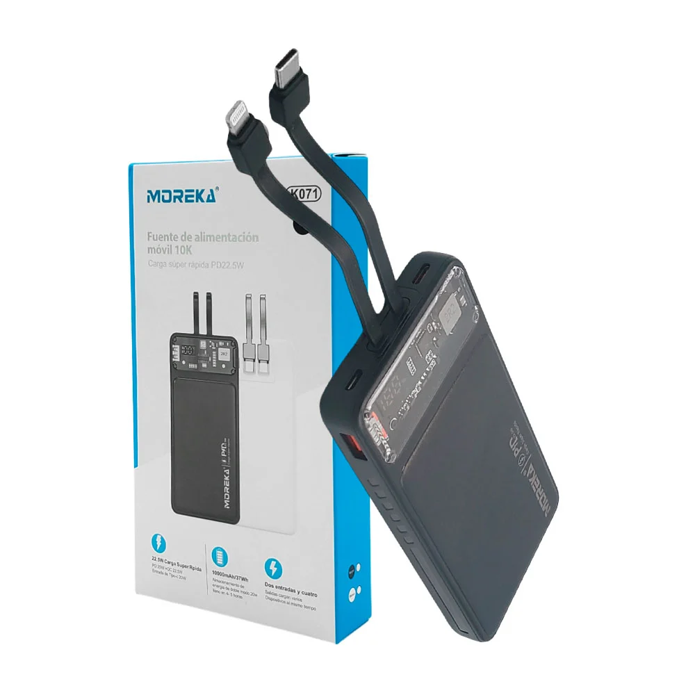 Power bank / batería portátil moreka de 10,000 mah con indicador de c…