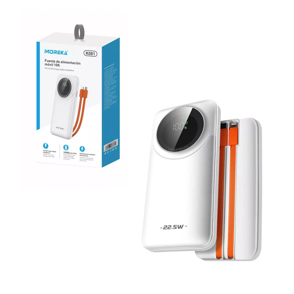 Power bank / batería portátil moreka con pantalla digital, 2 puertos …