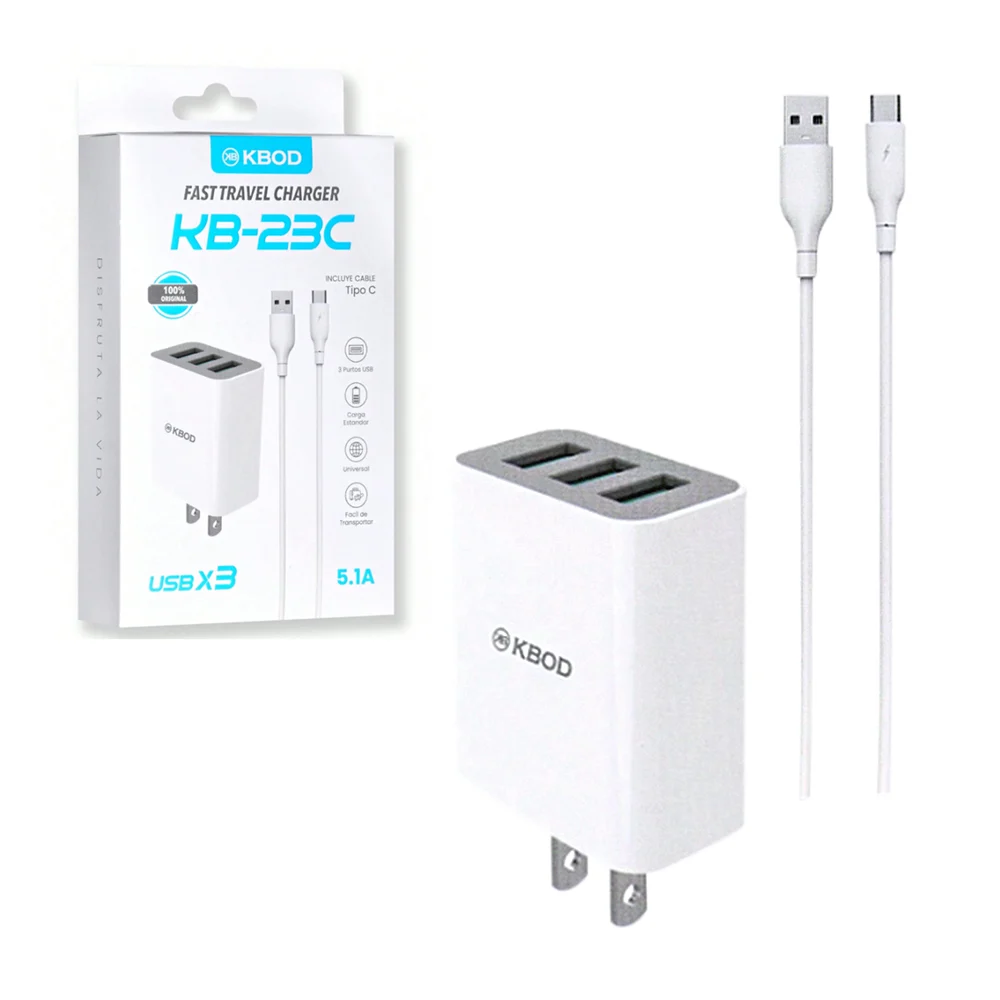 Combo cargador kbod de carga rápida, con cubo cargador de triple entr…