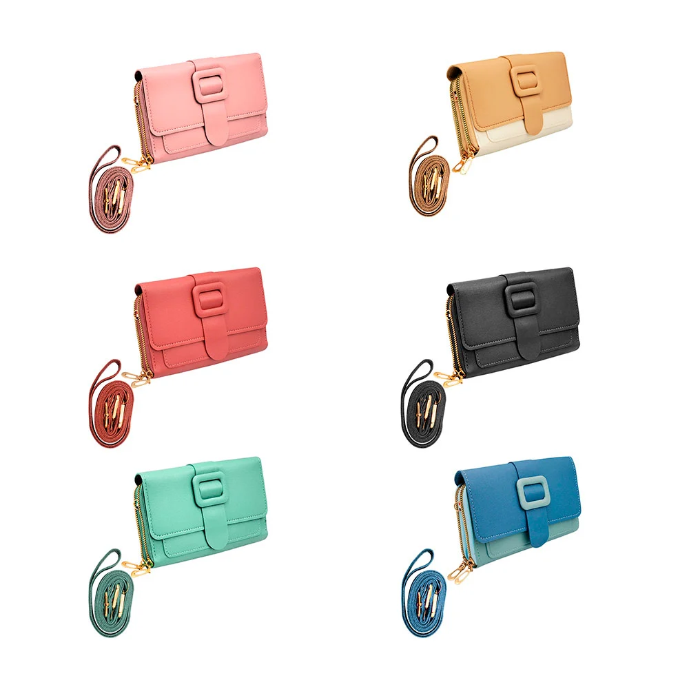 Cartera con 3 compartimentos y decoración broche cuadrado tipo fajo, …