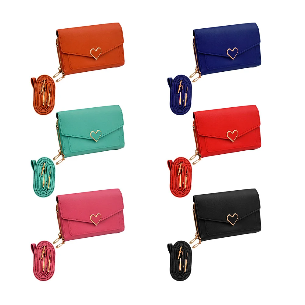 Cartera con 3 compartimentos y broche en forma de corazón, variedad d…