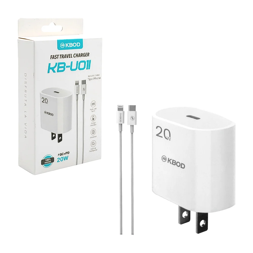Combo cargador kbod de carga rápida, con cubo cargador de 20w de capa…