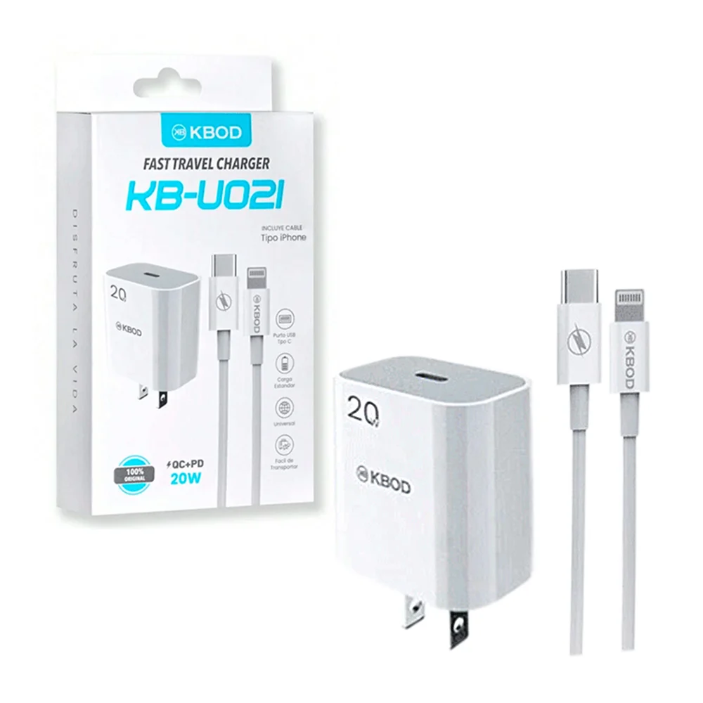 Combo cargador kbod de carga rápida, con cubo cargador de 20w y cable…