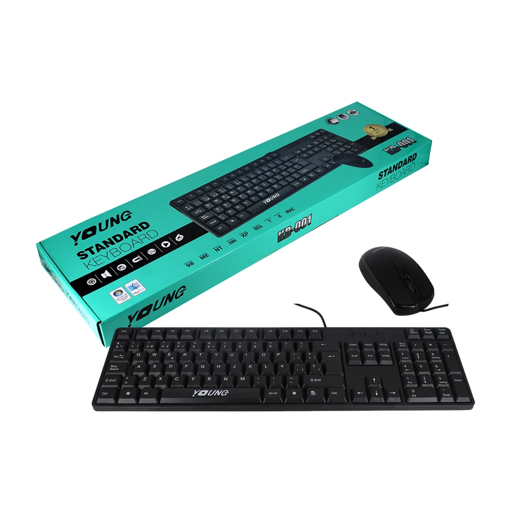 Combo de teclado con 103 teclas y mouse alámbricos young / standard k…