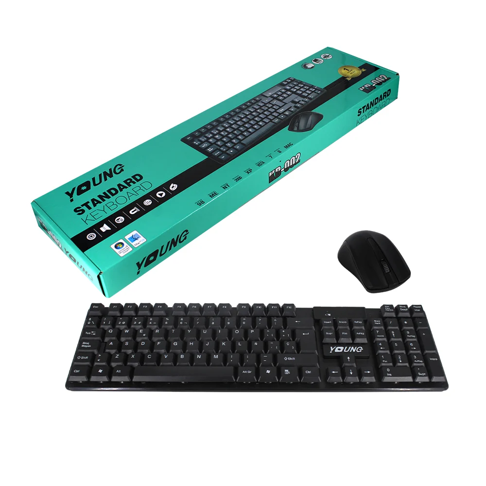 Combo de teclado con 103 teclas y mouse inalámbricos young / standard…