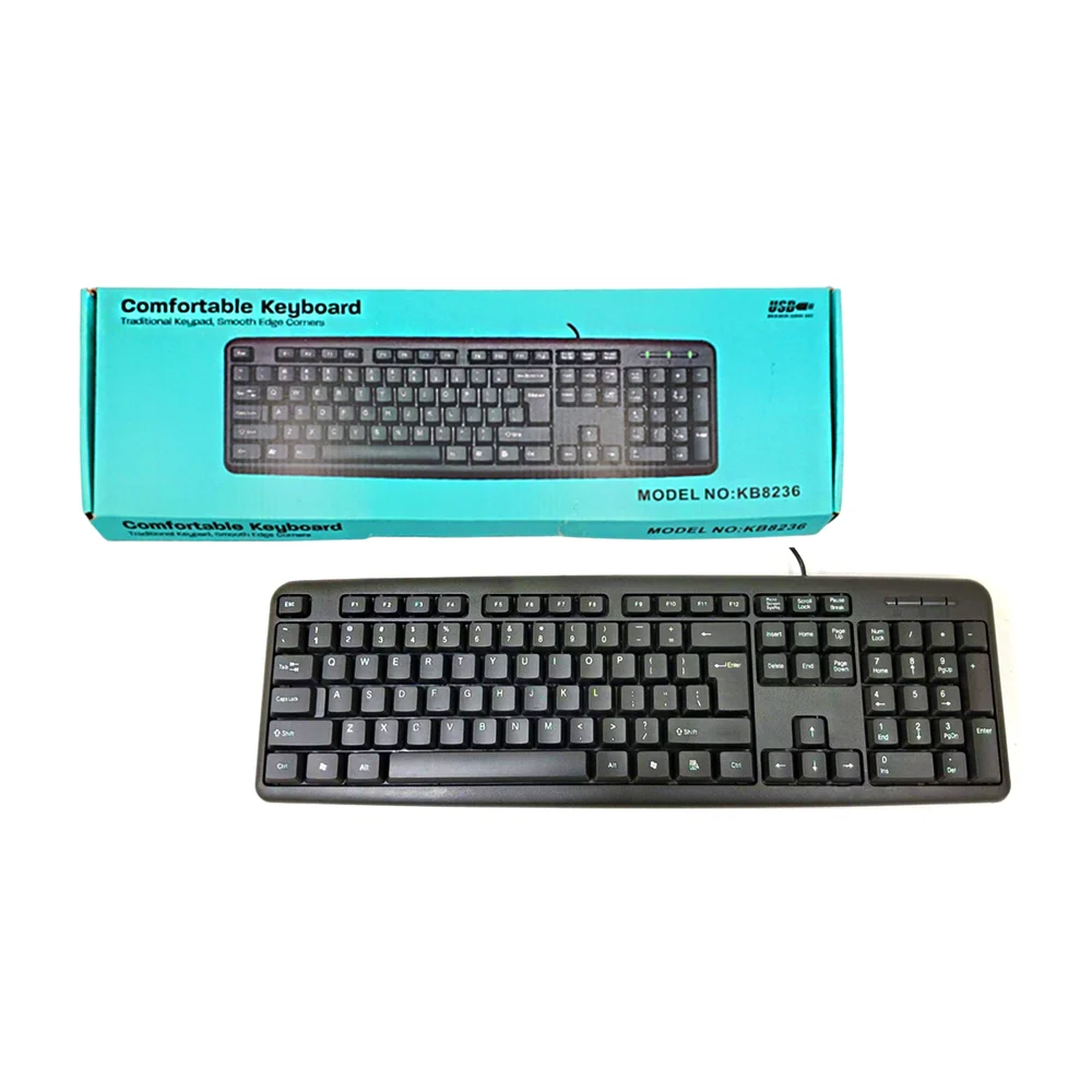 Teclado alámbrico con conexión usb, teclas ergómicas, diseño tradicio…