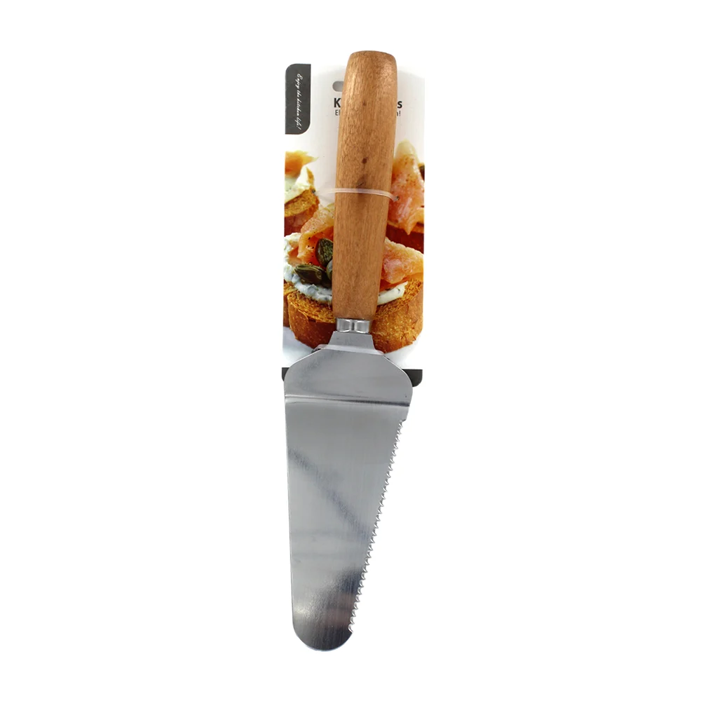 Espátula metálica con cuchillo tipo sierra y mango de madera / kitche…