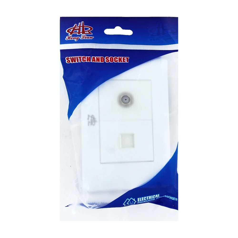 Placa de pared con contacto para cable coaxial y conexión ethernet en…