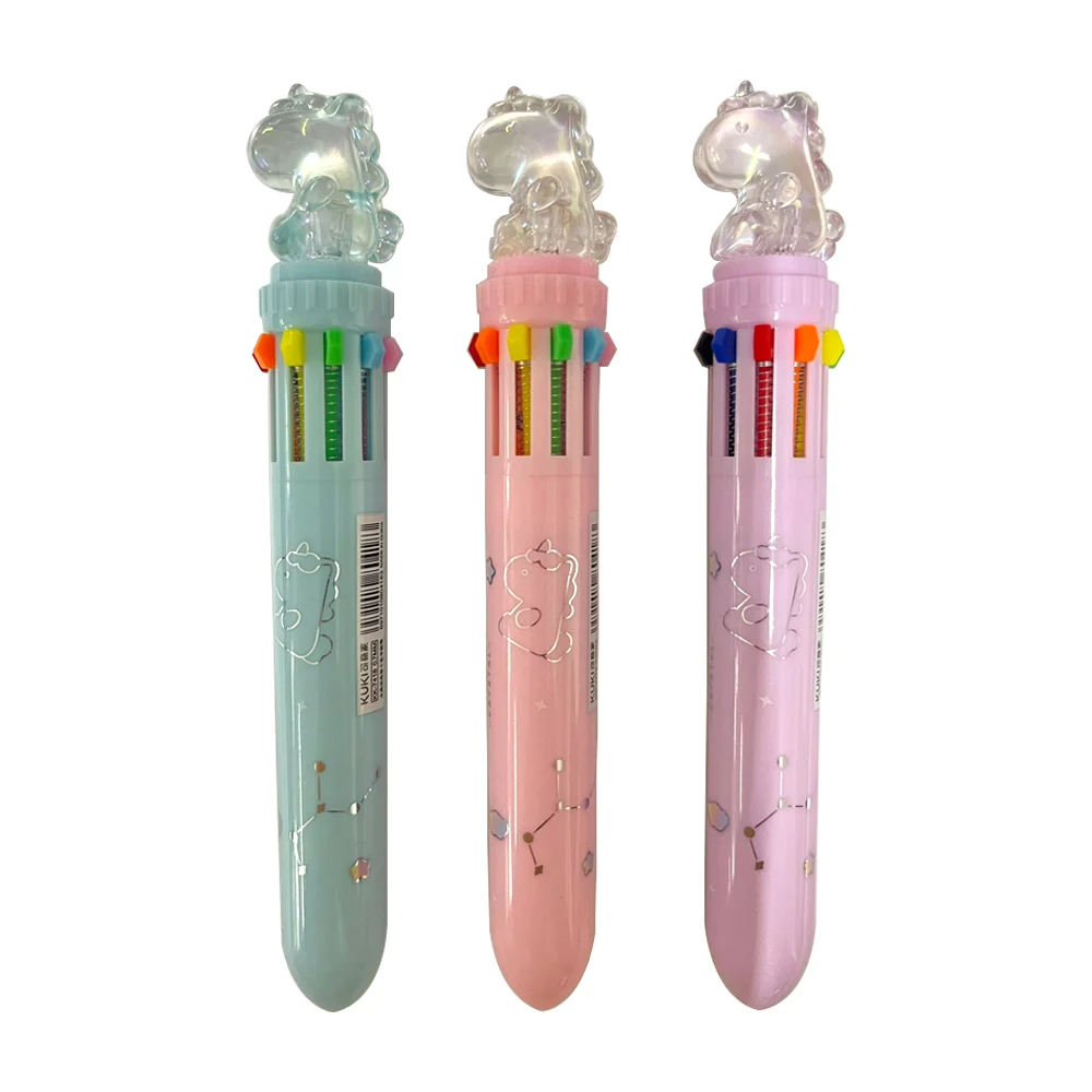 Pluma retráctil, con 10 colores distintos, con figura decorativa de u…